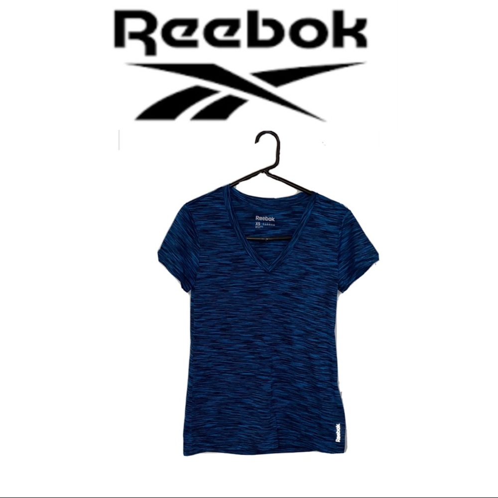 REEBOK XS BLUE & BLACK EXERCISE TOP/SHIRT